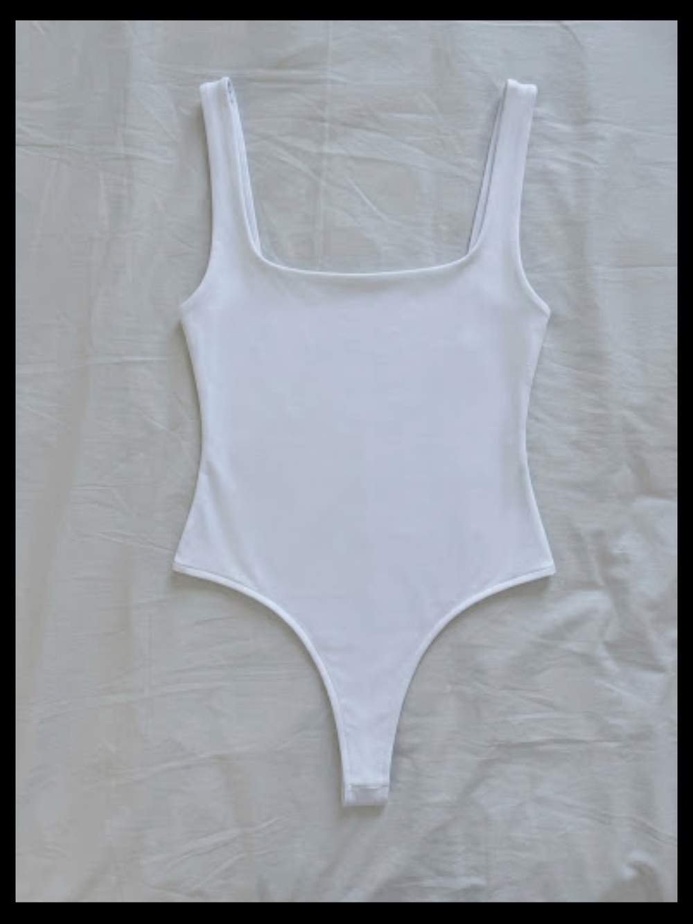 White One-Piece Bodysuit - Classic Square Neck